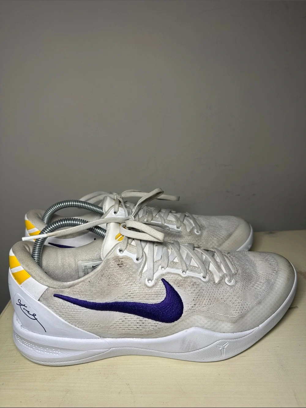 Nike Kobe 8 Protro Lakers Home White with purple Low-Top basketball Sneakers